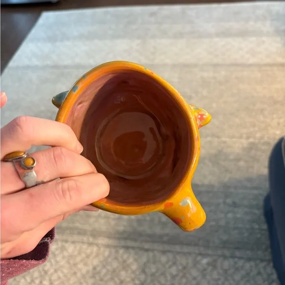 Vibrant Yellow Ceramic Monkey Planter - Picture 6 of 6